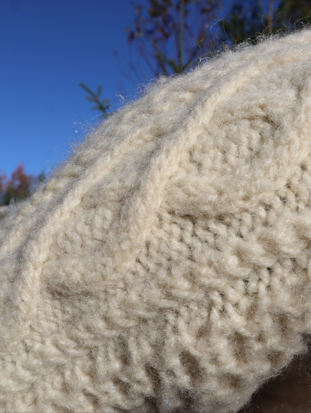 Vintage Wool Cable Knit Turtleneck Sweater Fisherman Cream S • M - Picture 5 of 5